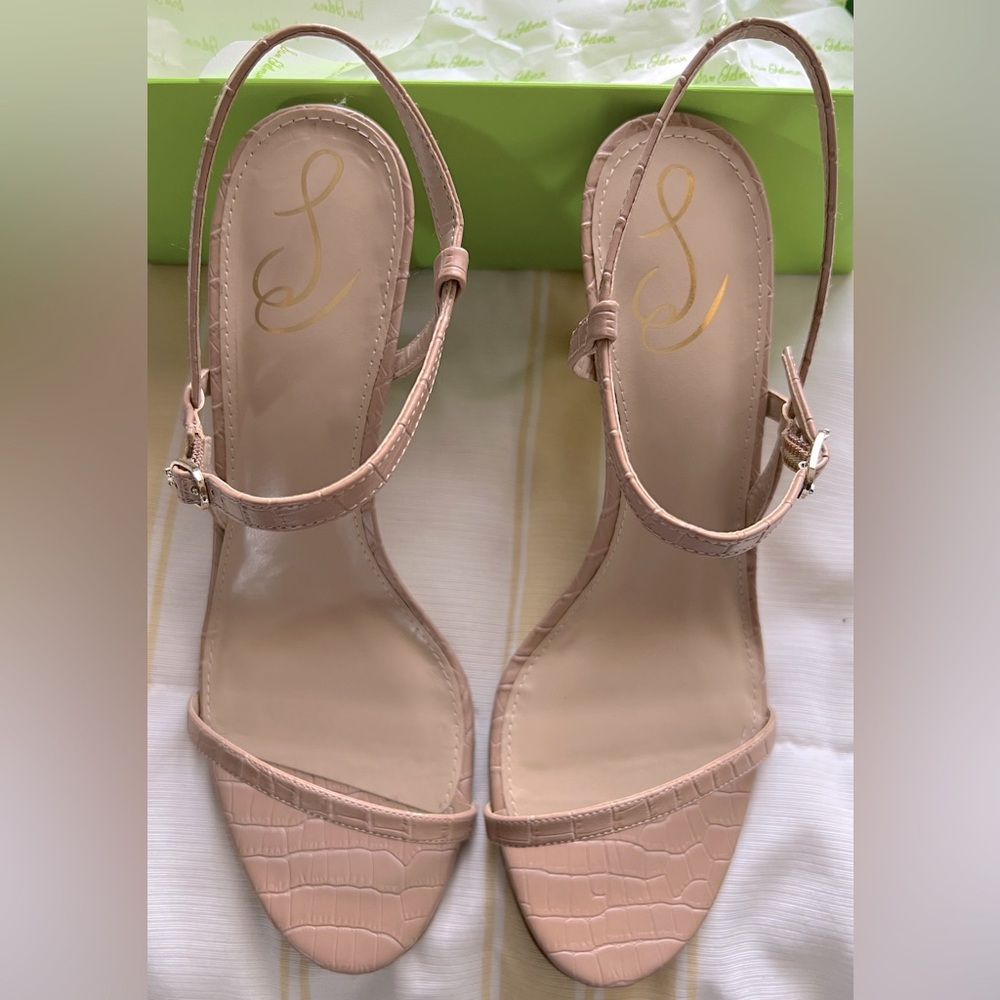 Sam Edelman Doran Strappy Sandals, 10M Color Maple Sugar Leather, Croco Print